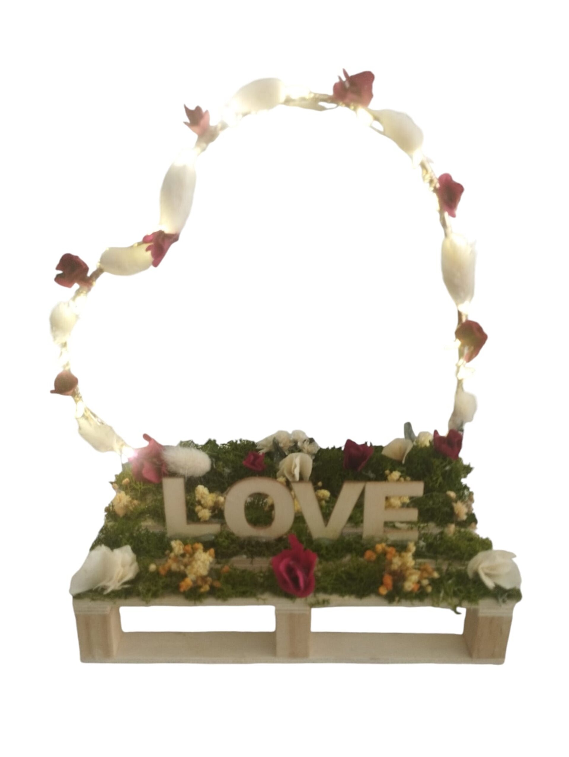 Corazon flor preservada y luces detalles para bodas aniversario enamorados - 2