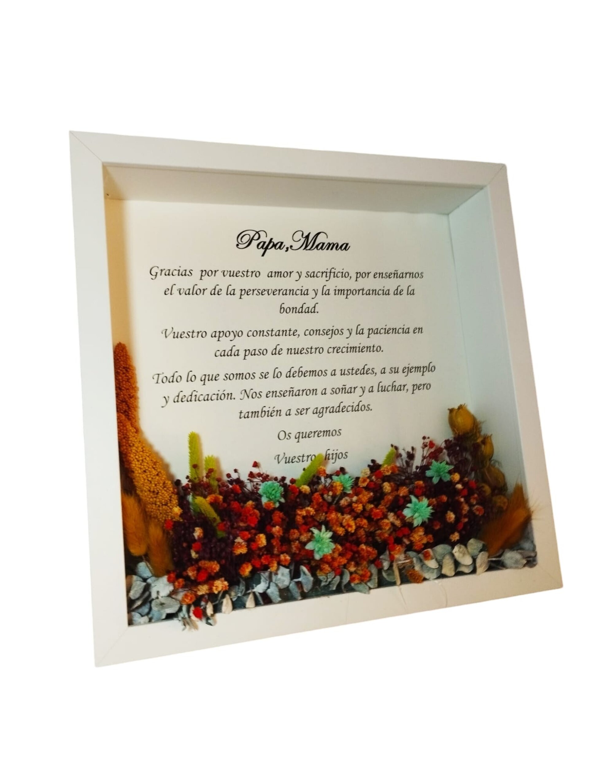 Marco Fotos con Flor Preservada y Dedicatoria Personalizada Regalos - 4